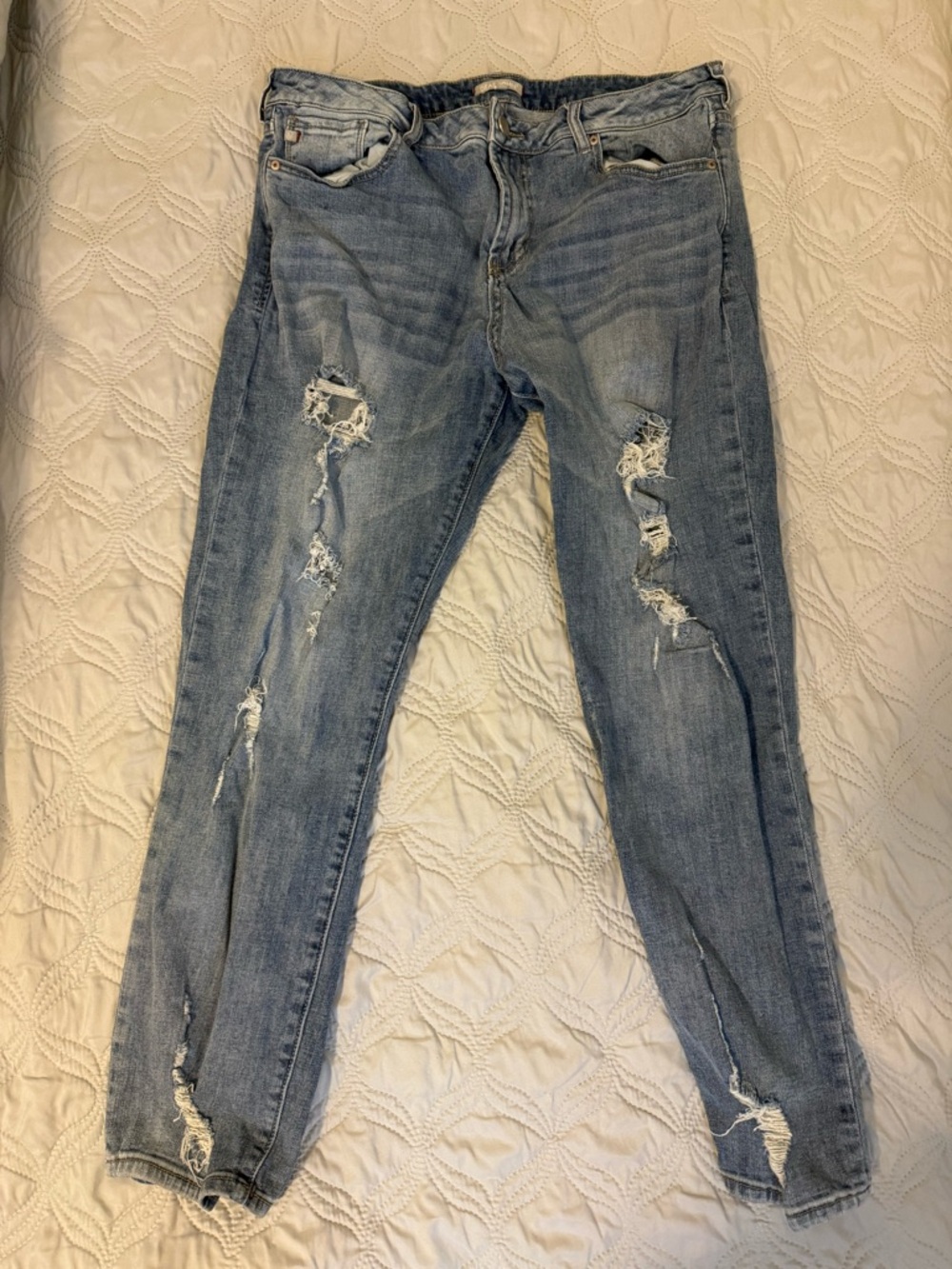 Dear John Straight Leg Jeans Size 30 Distressed Light Wash Mid Rise Denim - Picture 1 of 3